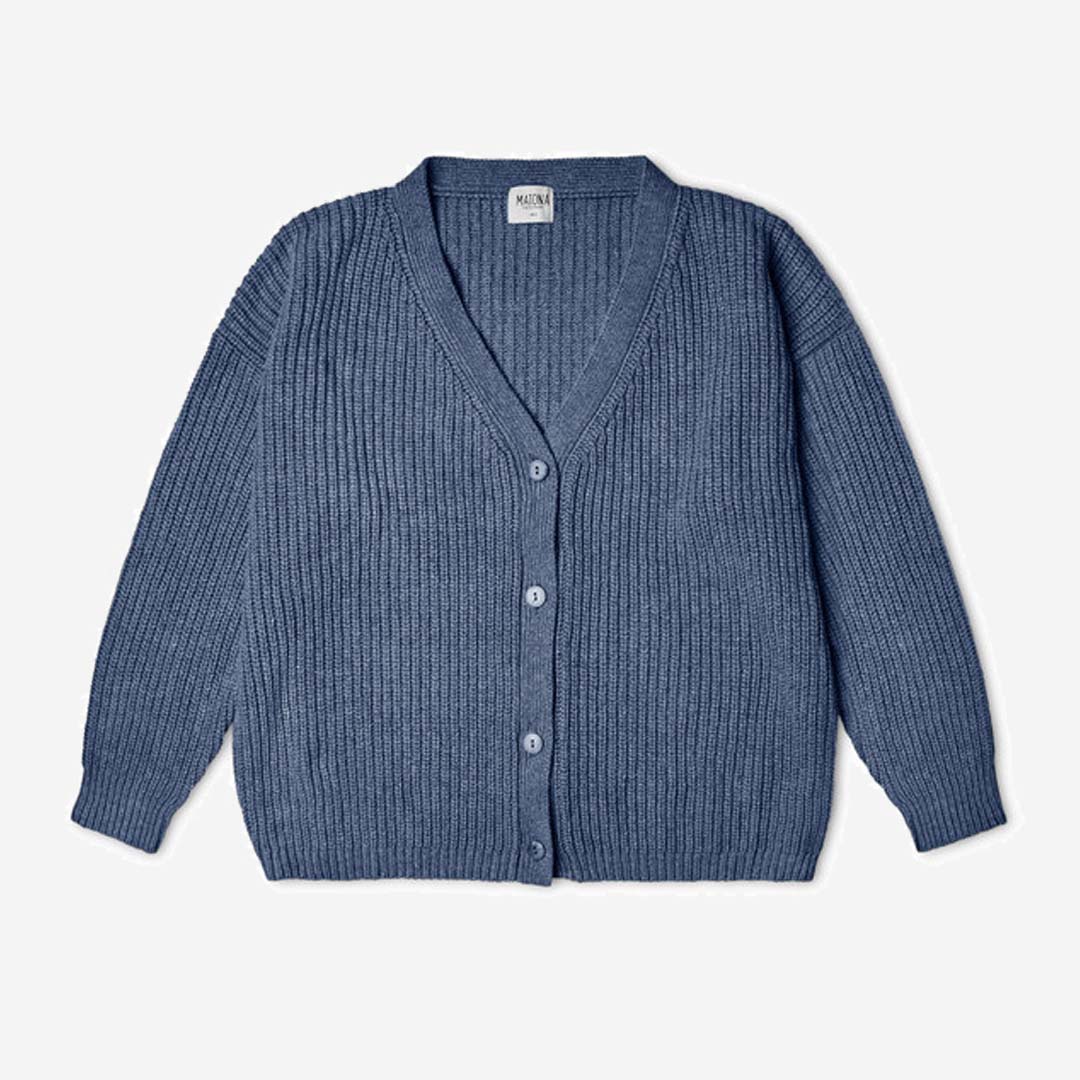 Damen Cardigan Essential Knit | blue Onlineshop aus Matona ash Bio-Baumwolle in Lämmchen von Lila