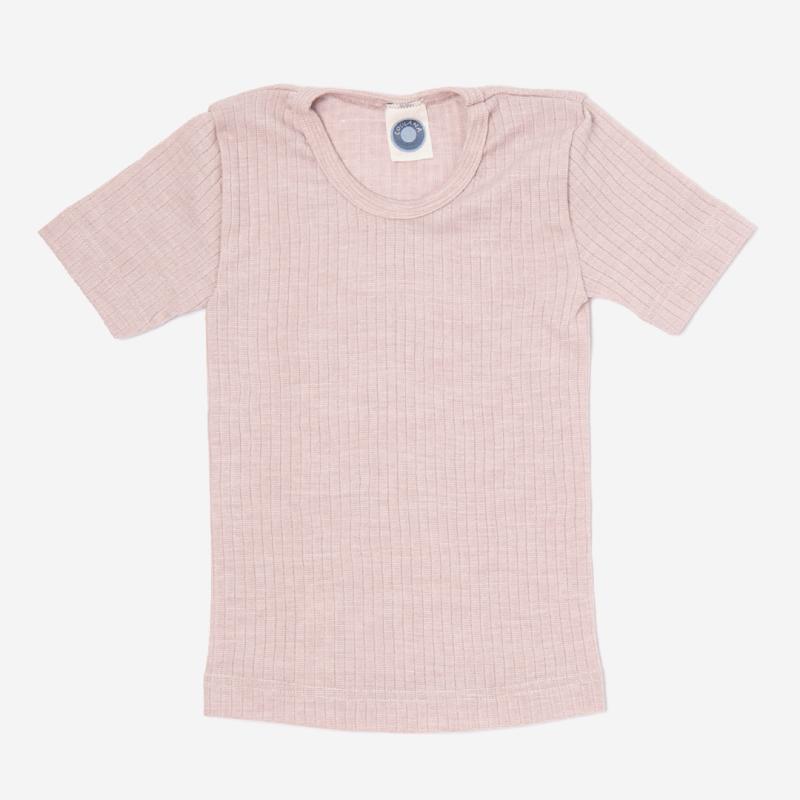 Kinder Unterhemd kurzarm von Cosilana aus Bio-Baumwolle/Wolle/Seide in  altrosa meliert | Lila Lämmchen Onlineshop
