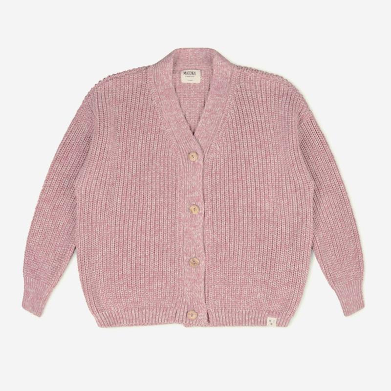 Damen Cardigan Essential Knit von Matona aus Bio-Baumwolle in rose melange  | Lila Lämmchen Onlineshop