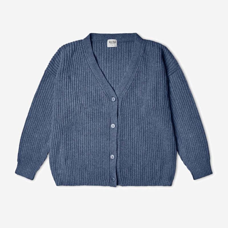 Damen Cardigan Essential Onlineshop Matona ash Lila Lämmchen Knit | blue von aus in Bio-Baumwolle