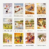 Elsa Beskow Postkartenset Monatskarten ganzes Jahres-Set
