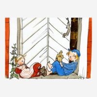 Postkarte „Michel und Ida an der Tür“...