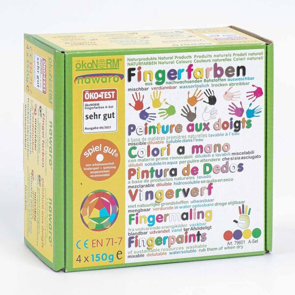 Fingerfarben im 4-er Set von Ökonorm in rot, gelb, grün und blau (4x 150g)