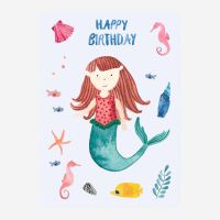 Postkarte „Happy Birthday (Meeresmädchen) von...