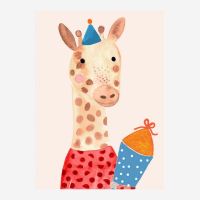 Postkarte „Einschulung“ mit Giraffe von Frau...