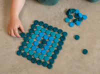 Mandala Coins blaue Scheiben aus Holz von Grapat 5