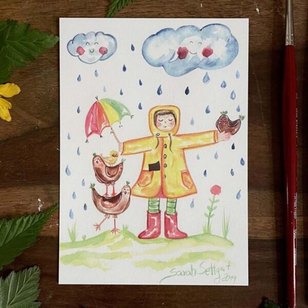 Postkarte Regen von Sarah Settgast in DIN A6