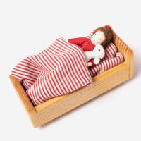 Puppenstuben Bett von Debresk aus Holz natur