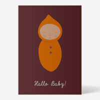 Postkarte „Hallo Baby“ orange von ellou in...