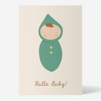 Postkarte „Hallo Baby“ in beige von Anica Korte