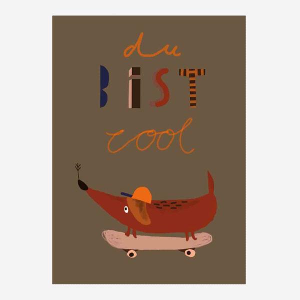 Postkarte „Dackel Detlef - du bist cool“ von Halfbird