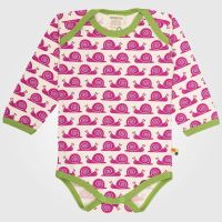 Baby Body langarm von Loud and Proud aus Bio-Baumwolle mit Schnecken-Print