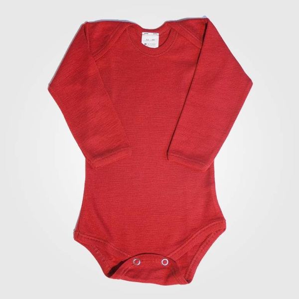 Baby Body von Hocosa aus Wolle/Seide in rot