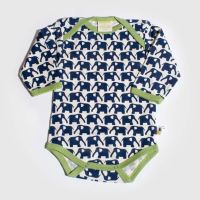 Baby Body langarm von Loud and Proud aus Bio-Baumwolle mit Elefanten-Print 2