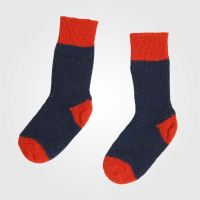 Kinder Socke Wolle marine/rot 15–17