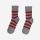 Kinder Socken von Hirsch aus Wolle in grau/rot geringelt