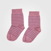 Kinder Socken Ringel von Grödo aus Wolle/Baumwolle in berrycream/lila