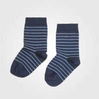 Kinder Socken Ringel von Grödo aus Wolle/Baumwolle in marine/blau