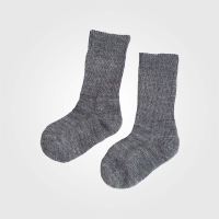 Kinder Socke mit Plüschsohle von Hirsch aus Wolle in grau