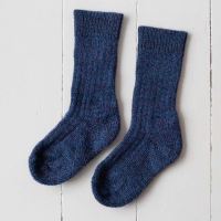 Kinder Socke mit Plüschsohle von Hirsch aus Wolle in blau