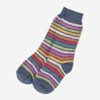 Regenbogen Socken von Hirsch aus Wolle marine 1
