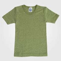 Hemd Kurzarm Uni von Cosilana aus Wolle/Seide lind grün