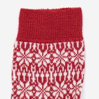 Kinder Socke Norweger Feinstrick von Hirsch rot detail