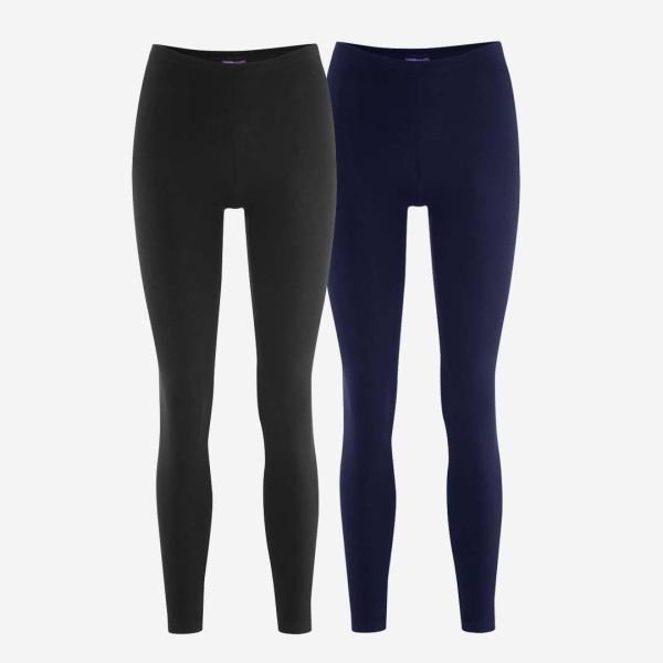 Damen Leggings Baumwolle schwarz XS