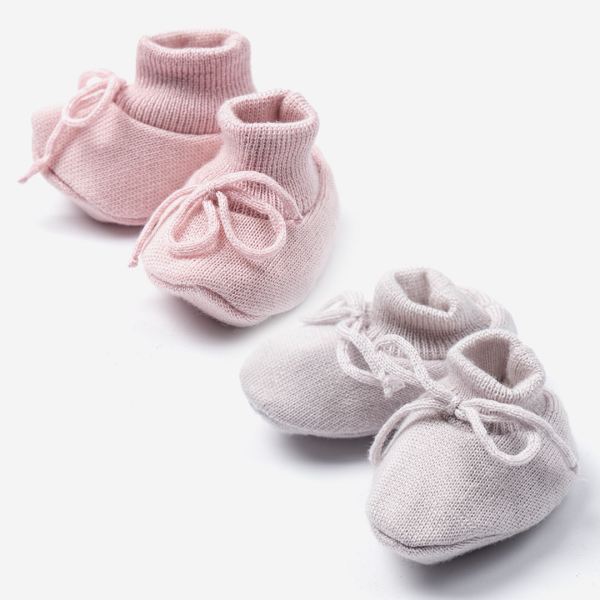 Baby Schühchen von Selana aus Wolle/Seide in creme und rosé