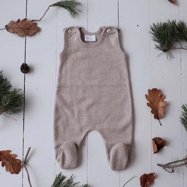 Baby Strampler von Selana aus Merinowolle in beige Mood