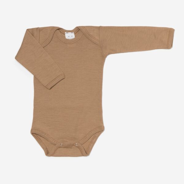 Baby Body Wolle/Seide von Hocosa langarm mit Schlupfkragen camel