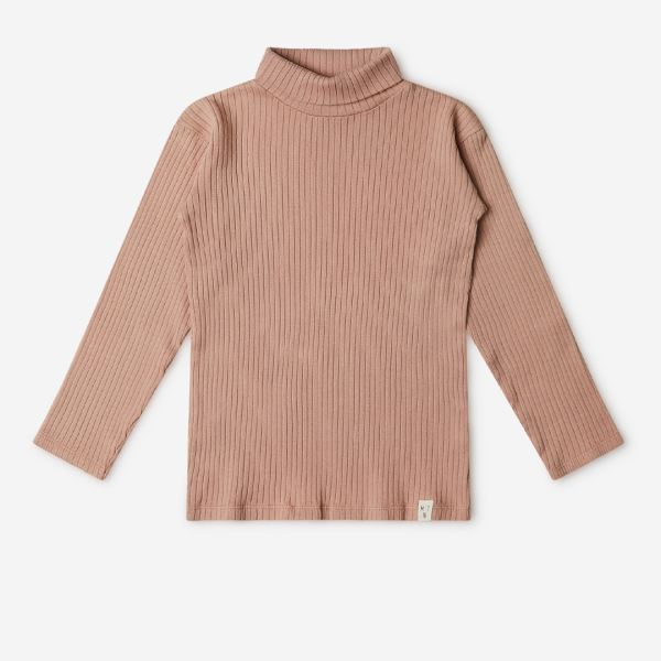 Kinder Ribbed Turtleneck Shirt von Matona aus Bio-Baumwolle in terracotta