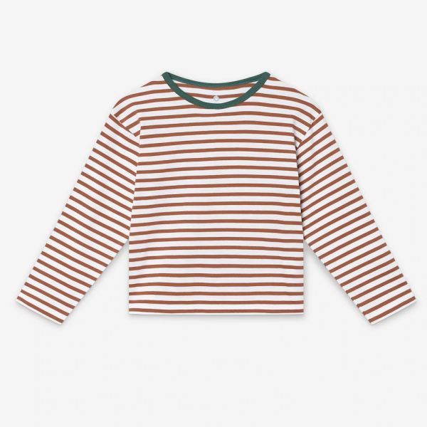 Kinder Langarmshirt Boxy Longsleeve von Orbasics aus Bio-Baumwolle striped caramel-cookie