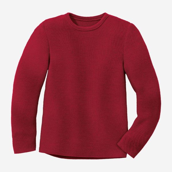 Kinder Linksstrick-Pullover von Disana aus Wolle in bordeaux