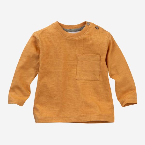 Baby Langarm Shirt von People Wear Organic aus Bio-Baumwolle in honiggelb