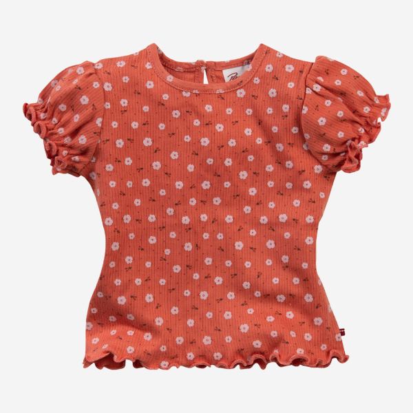 Baby Shirt von People Wear Organic aus Bio-Baumwolle in rot mit Blümchen