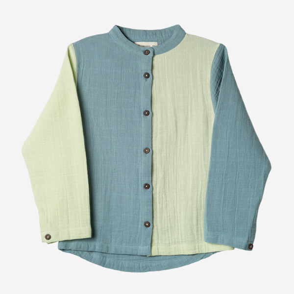 Kinder Musselin Shirt von Organic by Feldman aus-Bio Baumwolle in greens & herbs