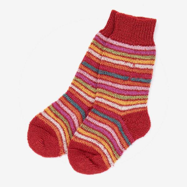 Socke Wolle Regenbogen mohn 15–17