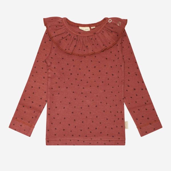 Kinder Langarm Shirt mit Rundkragen von Petit Piao aus Bio-Baumwolle/Modal in berry dust/dark red