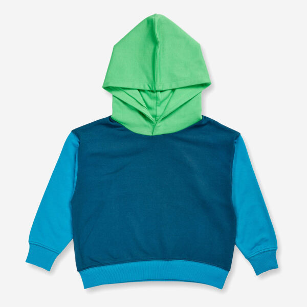 Kinder Kapuzenpullover LIAM von Sense Organics aus Bio-Baumwolle in dark teal/petrol/apple green