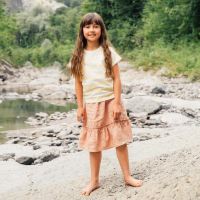 Kinder Ruffled Skirt von Matona aus Leinen in rosewood 3