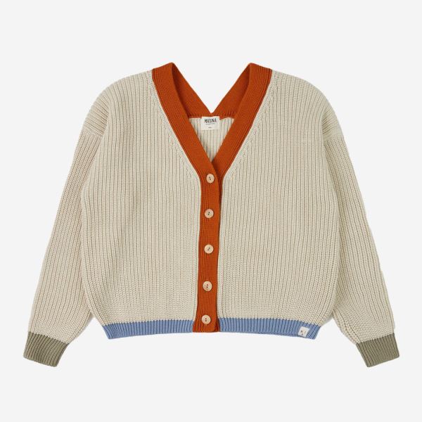 Damen Color Block Cardigan von Matona aus Bio-Baumwolle in oyster