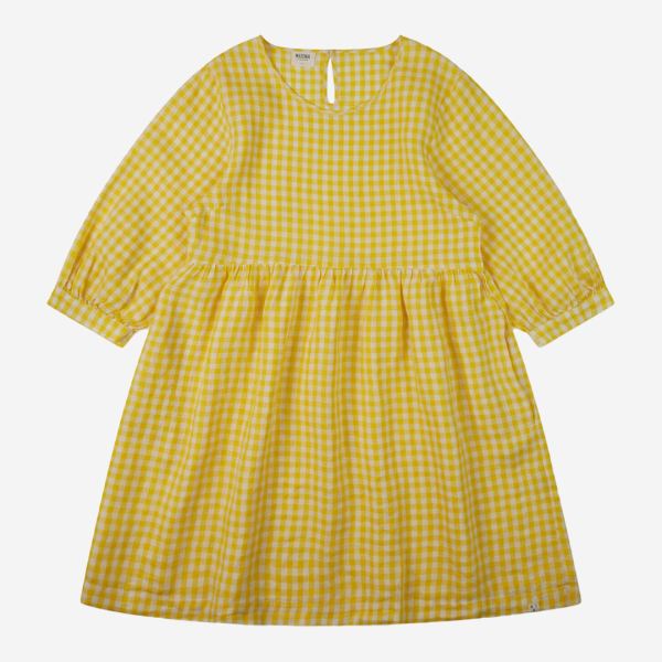 Damen Day Dress von Matona aus Leinen in yellow gingham 3