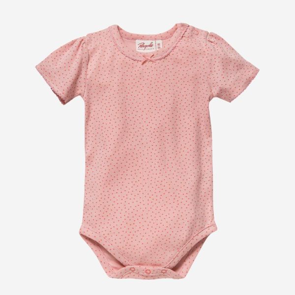 Baby Body Kurzarm von People Wear Organic aus Bio-Baumwolle in rose Pünktchen
