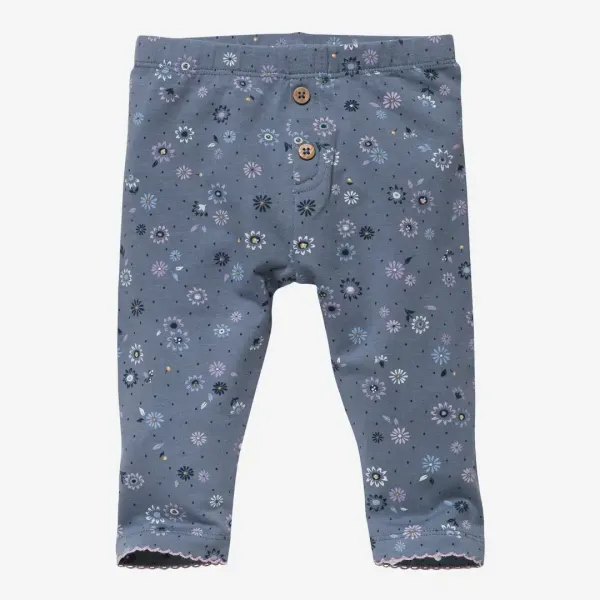 Baby Leggings People Wear Organic Bio-Baumwolle Blumenmuster blau