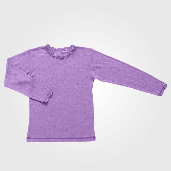 Kinder Unterhemd mit Spitze von Joha aus Wolle/Seide in lila