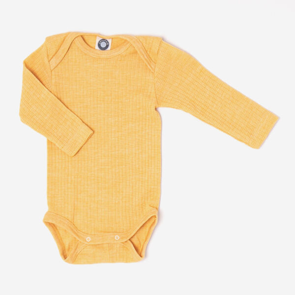 Baby Body von Cosilana aus Baumwolle/Wolle/Seide in gelb meliert 1