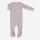 Baby Strampelanzug mit Fuß von Lilano aus Wolle/Seide in beere geringelt