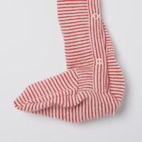 Baby Strampelanzug mit Fuß von Lilano aus Wolle/Seide in rot geringelt 2