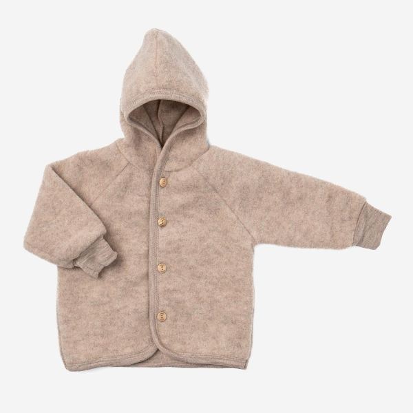 Baby Kapuzenjacke von Engel aus Wollfleece in sand melange